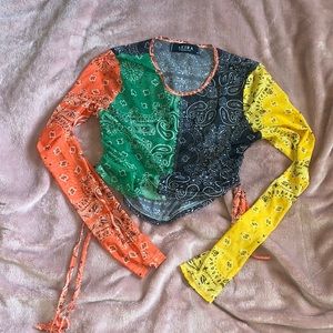 Mesh Patchwork Bandana crop
